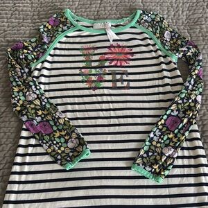 Matilda Jane. Striped Floral Long Sleeve Shirt. Size 8. GUC.